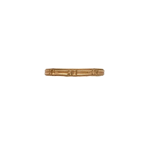 10K Gold Band with Beaded Edge and Design   j7656